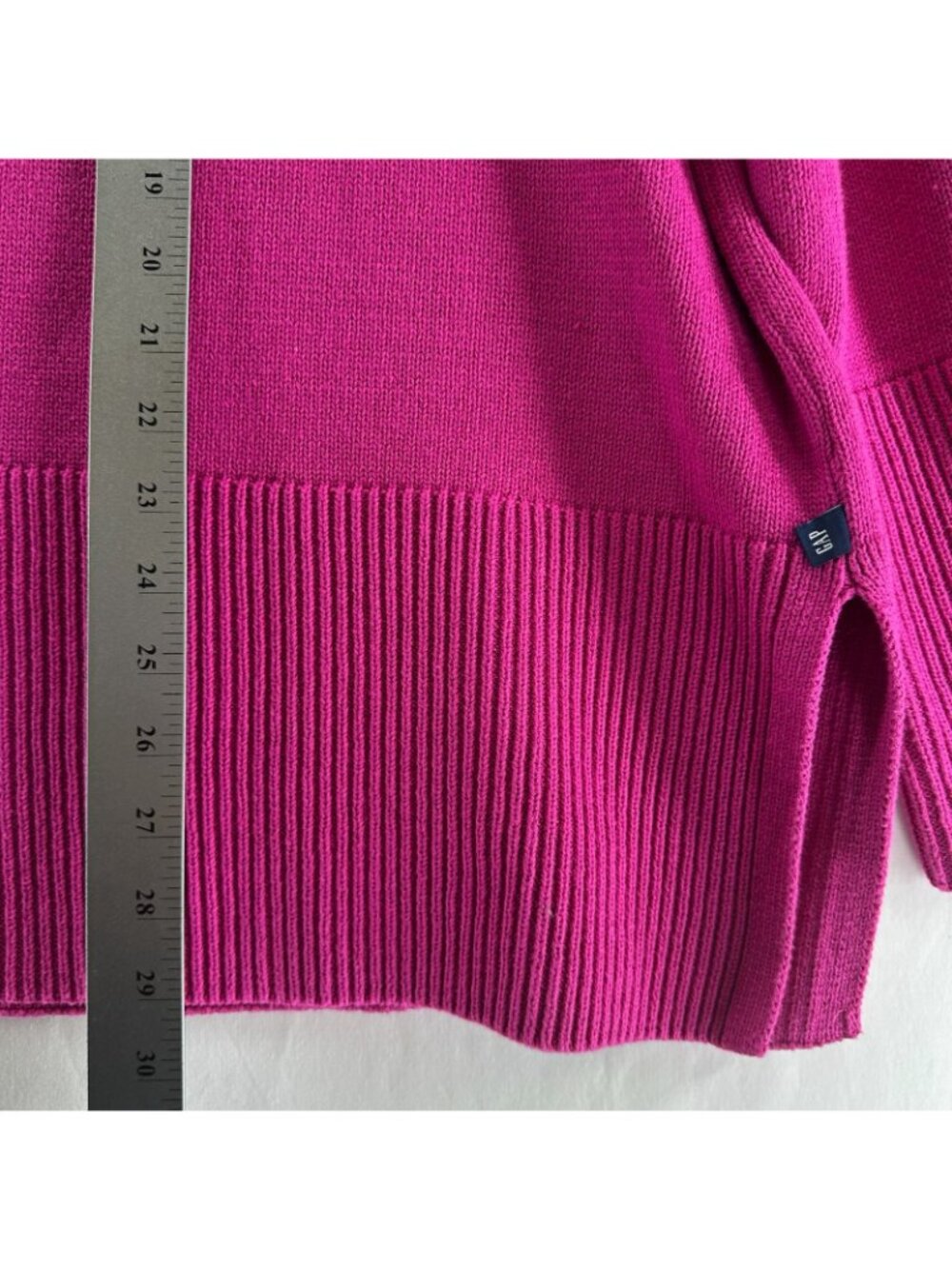 Gap Crewneck Sweater Womens 2XL Ribbed Split Hem Pullover Festival Fuchsia Pink - Picture 8 of 13